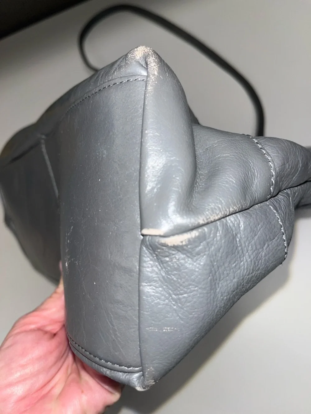 Latico NJ USA Gray Leather Shoulder Tote